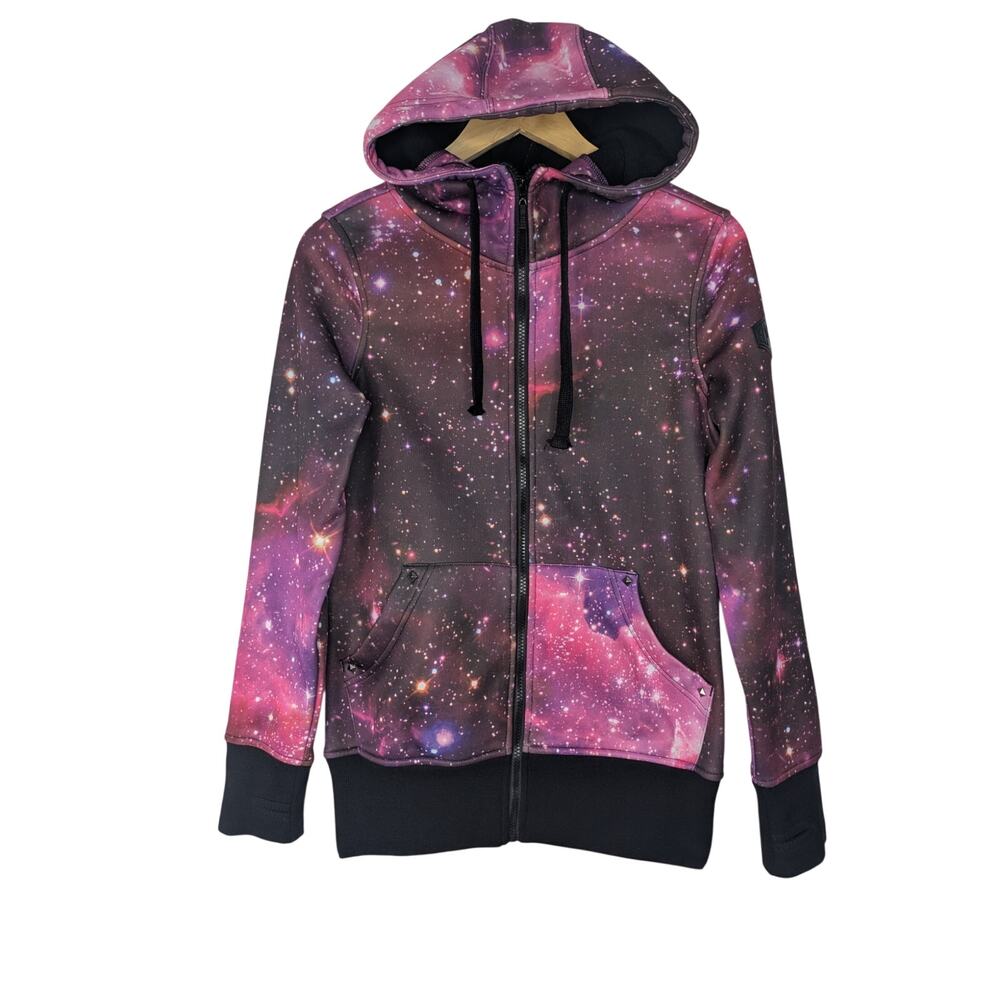 Glamour Kills Galaxy Print Zip Up Hoodie Spacecore Cosmic Festival Rave